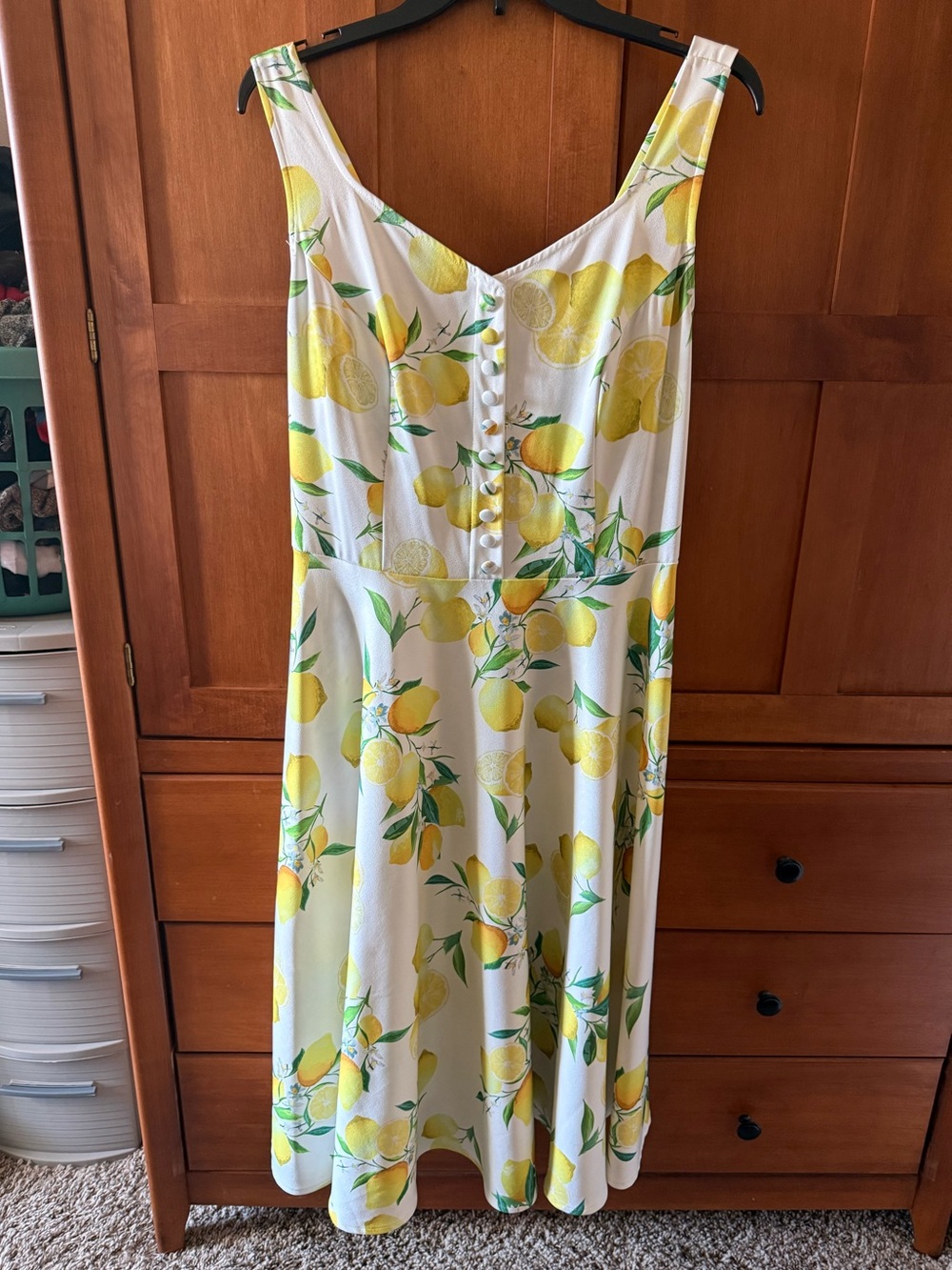 Belle Poque Mediterranean Lemon Print A-Line Midi Dress | Women's Size XL